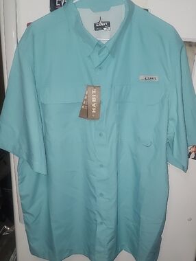 Habit Short Sleeve Button-Up Shirt in Aqua Tibetan Stone